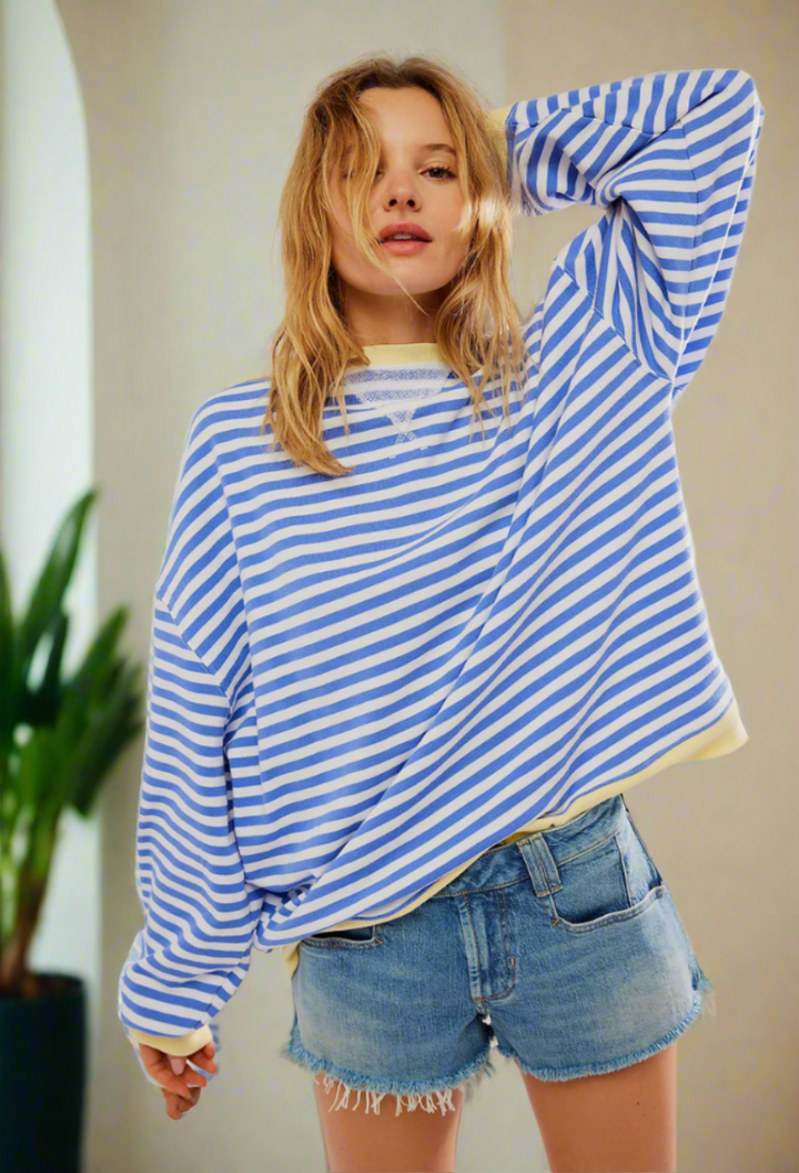 Luna Striped Oversized Jumper – Cotton Jersey