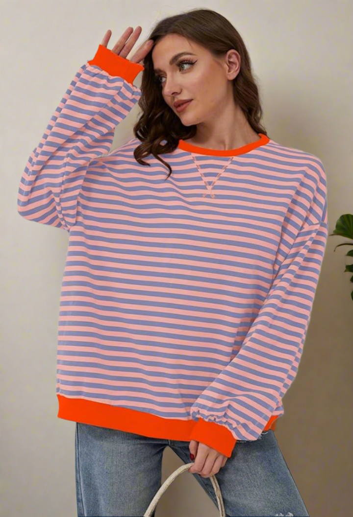 Luna Striped Oversized Jumper – Cotton Jersey