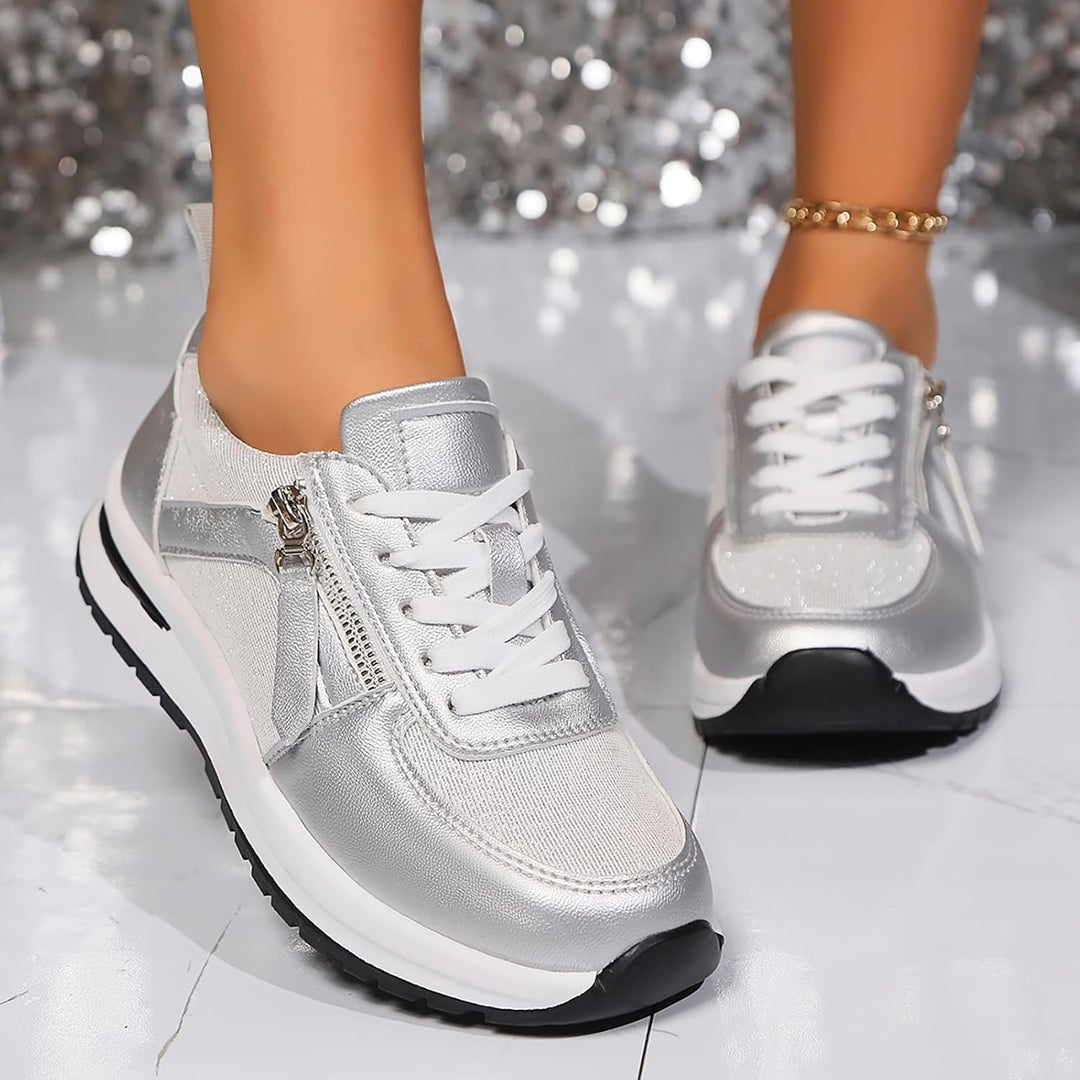 Dariah | Luxe Shimmer Lace-Up Trainers