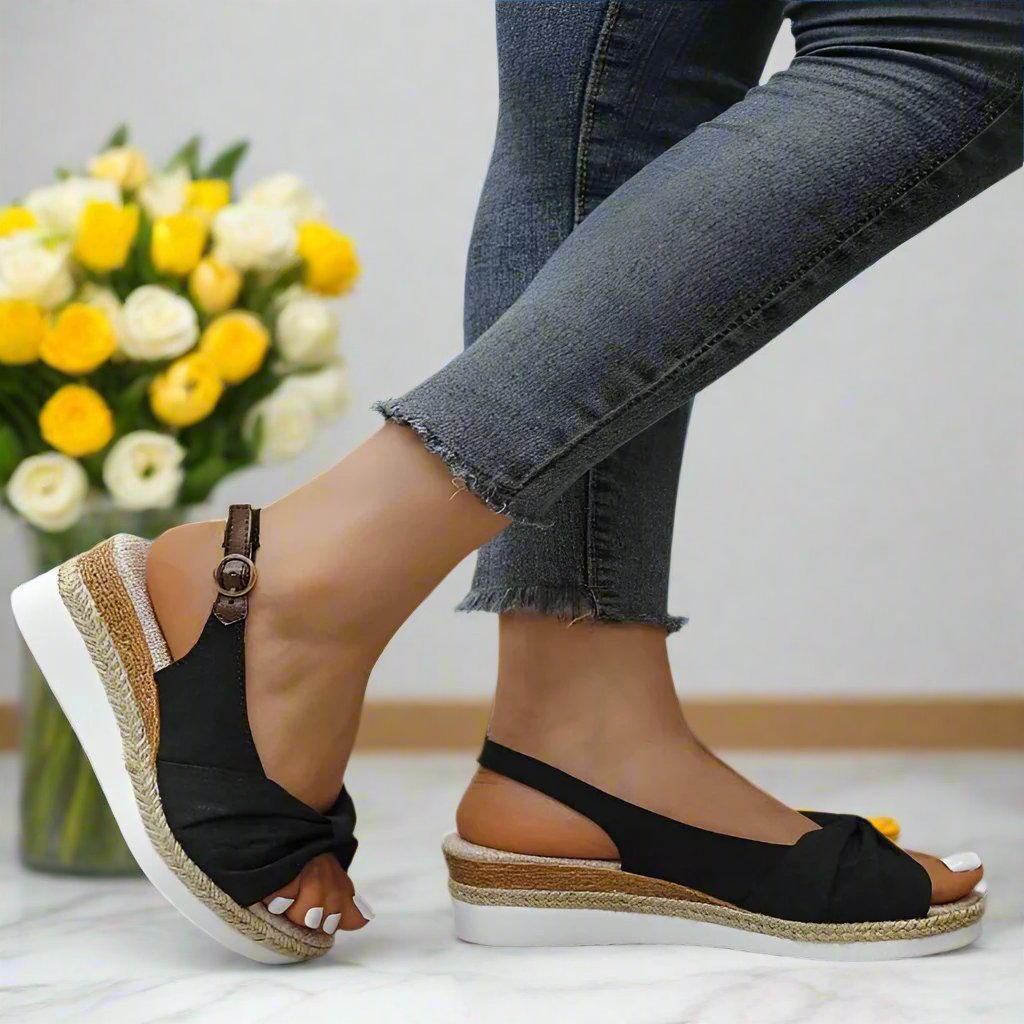 TIANA | ELEGANT BOWNOT LIGHTWEIGHT PLATFORM SANDALS