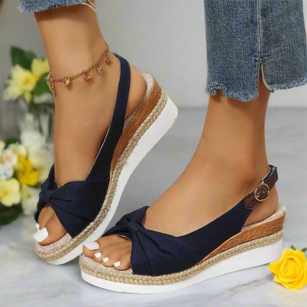 TIANA | ELEGANT BOWNOT LIGHTWEIGHT PLATFORM SANDALS