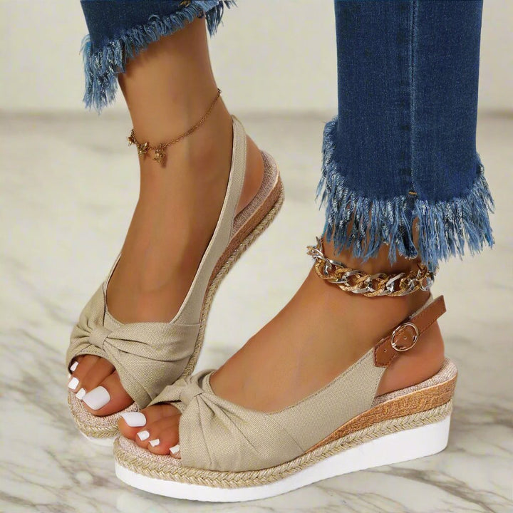 TIANA | ELEGANT BOWNOT LIGHTWEIGHT PLATFORM SANDALS