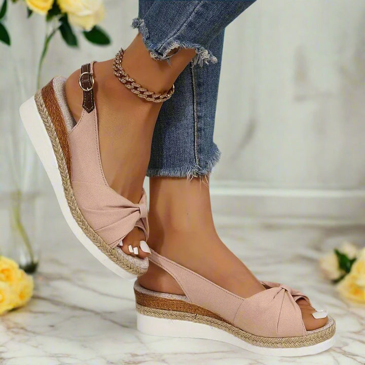 TIANA | ELEGANT BOWNOT LIGHTWEIGHT PLATFORM SANDALS