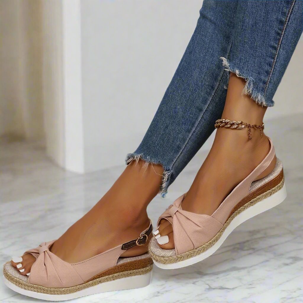 TIANA | ELEGANT BOWNOT LIGHTWEIGHT PLATFORM SANDALS